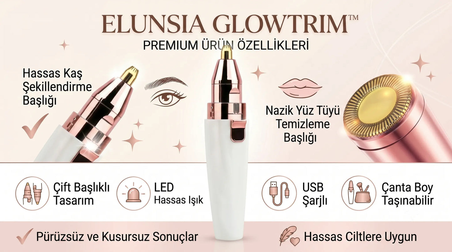 Elunsia GlowTrim™ 2 Başlıklı LED Yüz Tüy Temizleyici