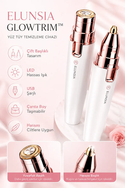 Elunsia GlowTrim™ 2 Başlıklı LED Yüz Tüy Temizleyici